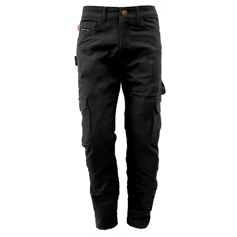 Loose Fit Cargo Pants with Pads - Black