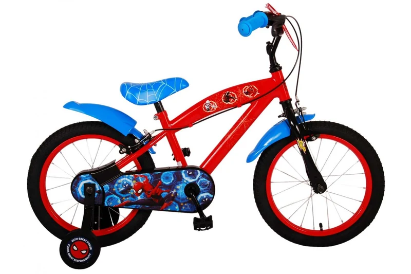 Volare Ultimate Spider-Man Kinderfahrrad - Jungen - 16 Zoll - Blau/Rot - Zwei Handbremsen