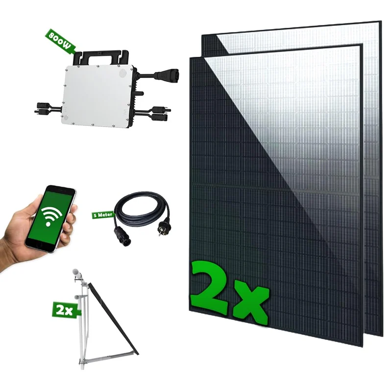 Set 07 - Balkonkraftwerk - 800W Wechselrichter + 5m Betteri Kabel + Solarmodul-Halterung