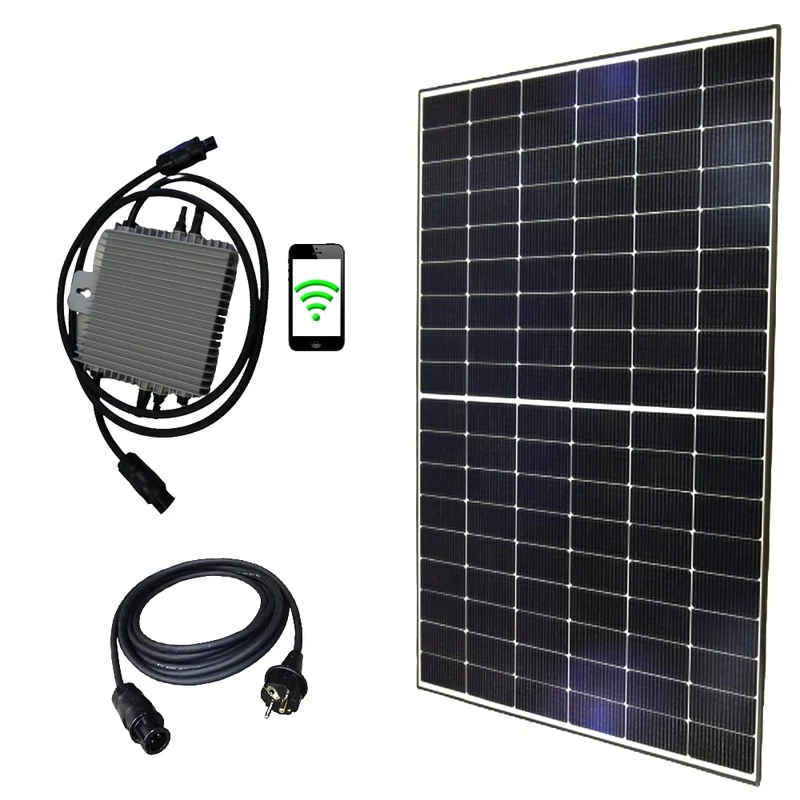 Balkonkraftwerk - 1 Solarmodul+Wechselrichter+Betterie Kabel