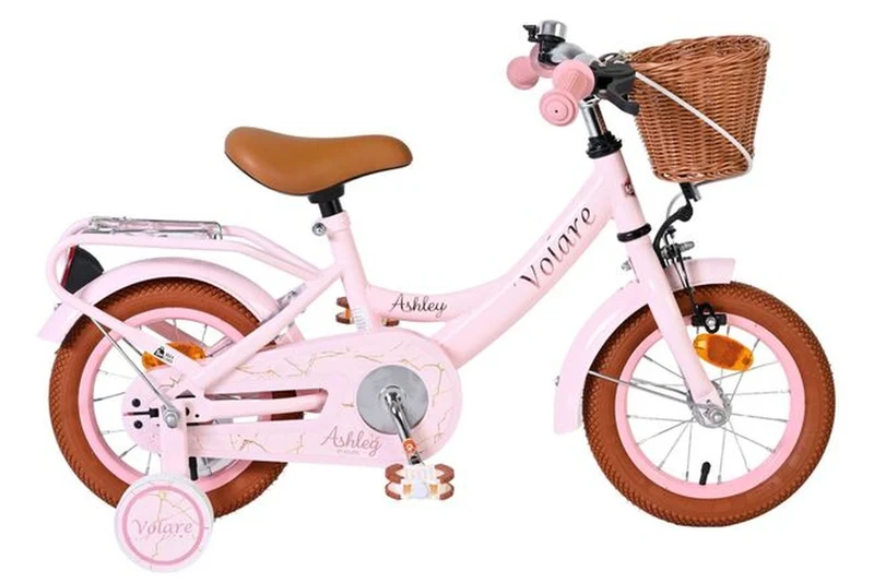 Volare Ashley Kinderfahrrad Mädchen 12 Zoll Rosa – Hand- und Rücktrittbremse, abnehmbare Stützräder, verstellbarer Lenker & Sattel