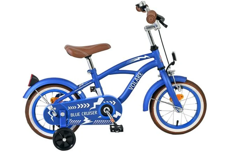 Volare Blue Cruiser 12 Zoll Kinderfahrrad Jungen Blau – 85% vormontiert, Hand- & Rücktrittbremse, Stützräder