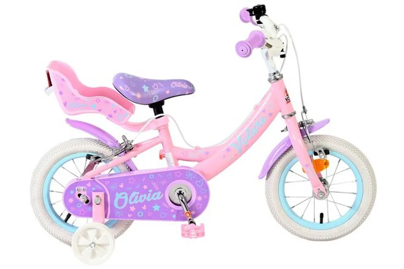 Volare Olivia Kinderfahrrad 12 Zoll Rosa Mädchen – zwei Handbremsen, Luftreifen und süßes Design