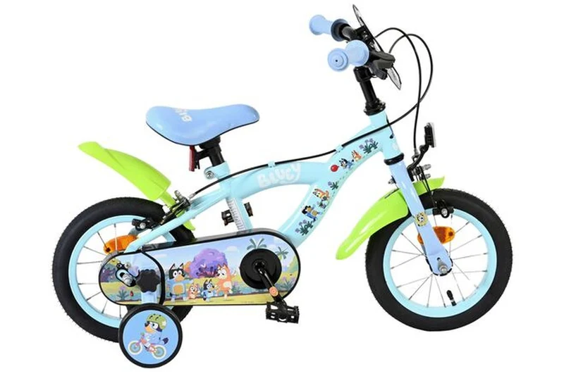 Volare Bluey Kinderfahrrad 12 Zoll Hellblau – Mit Stützrädern und zwei Handbremsen, ideal für 3–4 Jahre