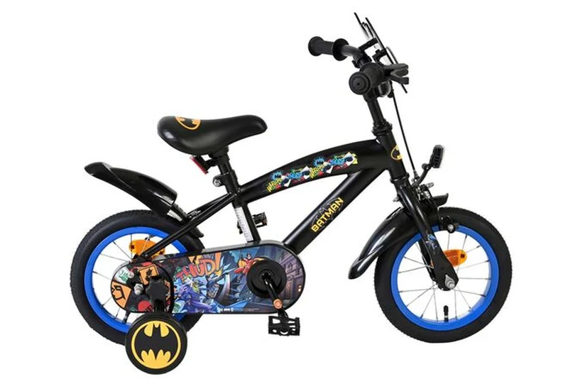 Volare Batman Kinderfahrrad 12 Zoll für Jungen - Schwarz - Offiziell lizenziert, 3–4 Jahre