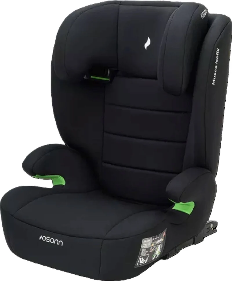 Osann Musca Isofix Kindersitz 100–150 cm – höhenverstellbar, mit/ohne Isofix nutzbar, Seitenaufprallschutz, Memoryschaum, R129 – Black