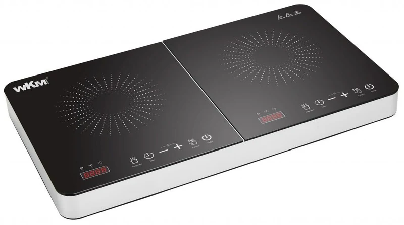 WKM Doppel-Induktionskochfeld Kochplatten 2000W+1500W DIC-3500.2 schwarz/silberfarben