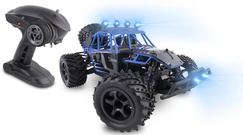Overmax X-Flash ferngesteuerter RC Buggy 45 km/h, 1:18, 2 Akkus, Allrad, 100m, Öl Stossdämpfer, LED Licht, Auto