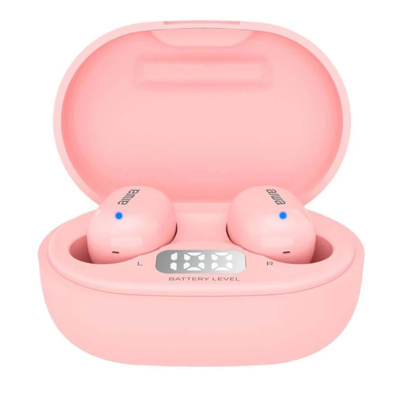 Aiwa EBTW-150PK PINK Drahtlose Kopfhörer Bluetooth 5.0 10 m Reichweite ANS Voice Assistant TWS