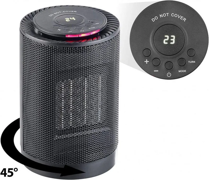 Carlo Milano Keramiklüfter Digitaler Keramik-Tisch-Heizlüfter, 3 Stufen & Oszillation, 1.200 Watt