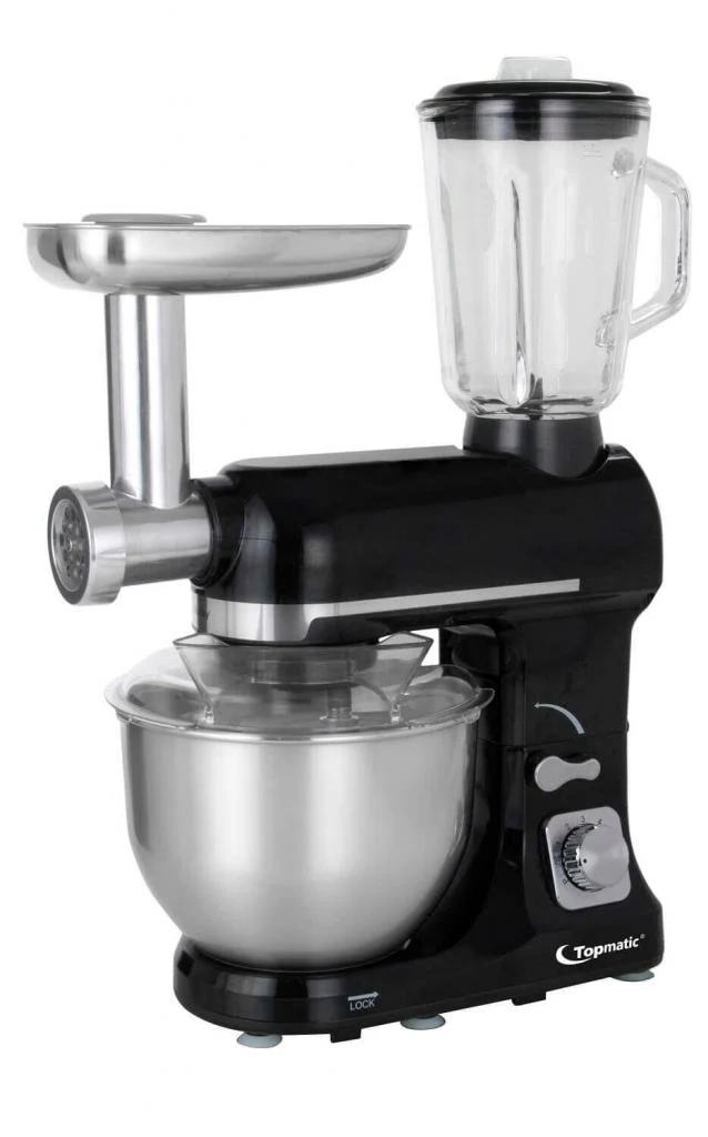 Topmatic PKM-1800.1BG Schwarz Multifunktion Mixer 1800W Teigmaschine Fleischwolf