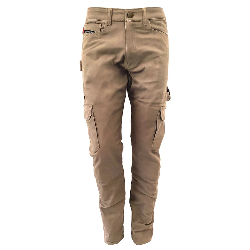 Straight Leg Cargo Pants with Pads - Khaki Solid
