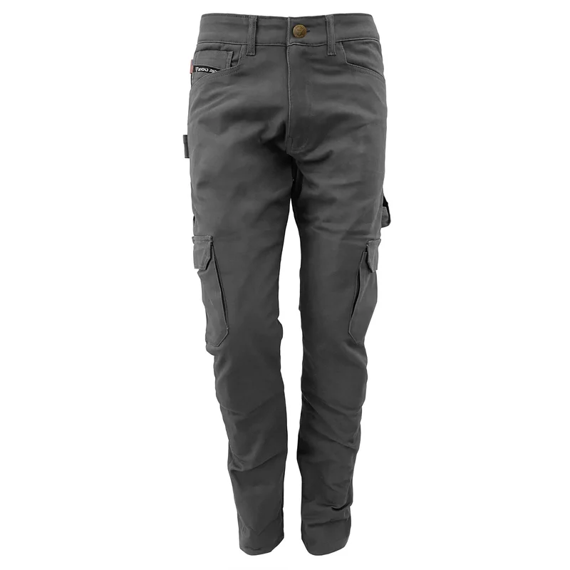 Straight Leg Cargo Pants with Pads - Gray