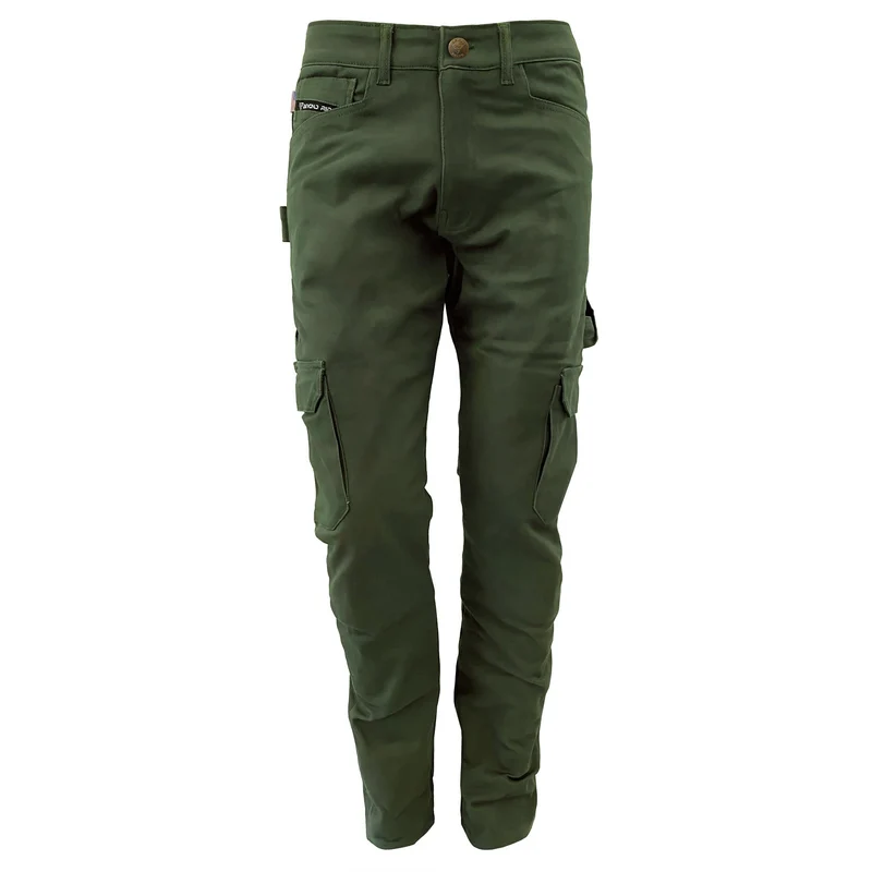 Straight Leg Cargo Pants with Pads - Army Green