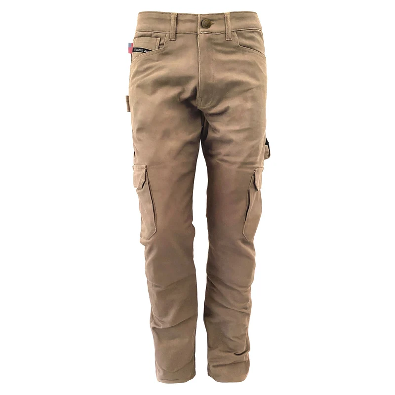 Relaxed Fit Cargo Pants with Pads - Khaki Solid