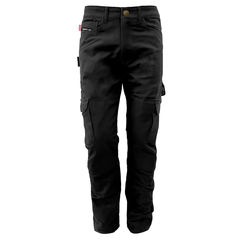 Relaxed Fit Cargo Pants with Pads - Black