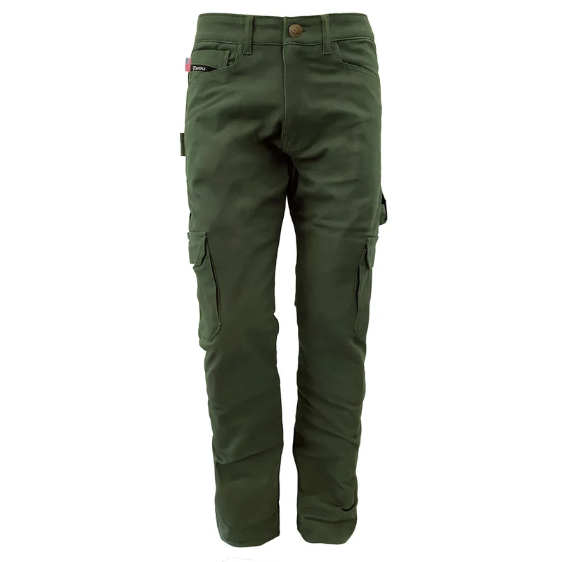 Relaxed Fit Cargo Pants with Pads - Army Green