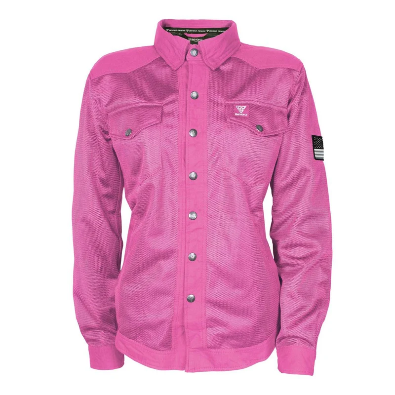 Protective Summer Mesh Shirt with Pads for Women - Pink Solid