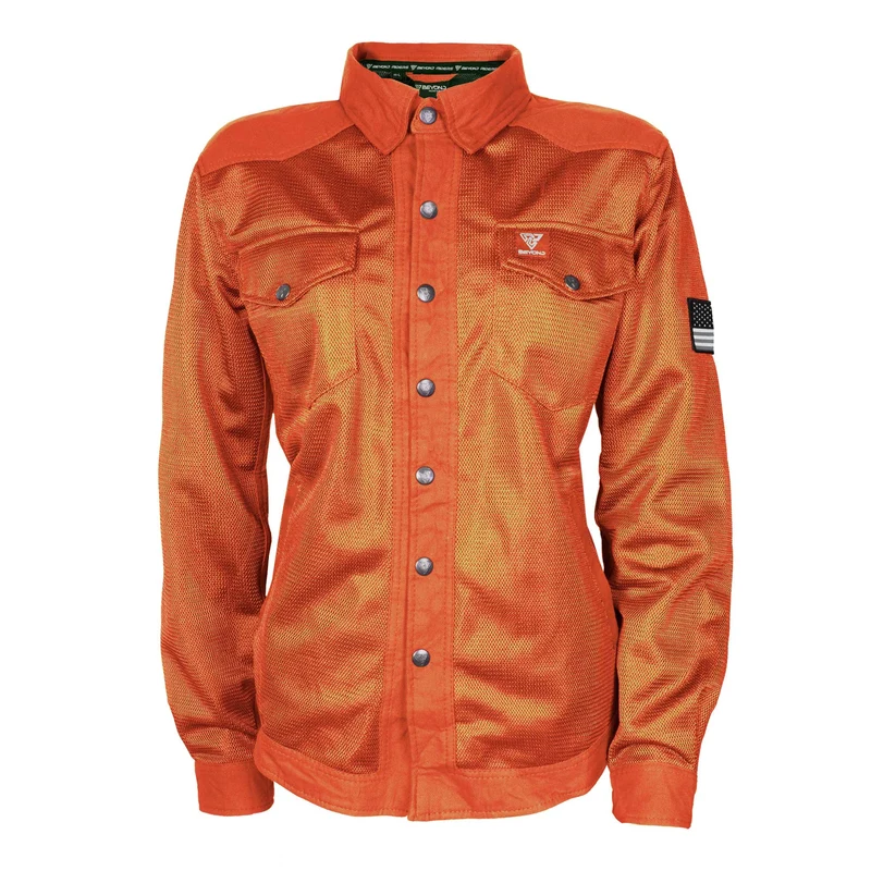 Protective Summer Mesh Shirt with Pads for Women - Orange Solid