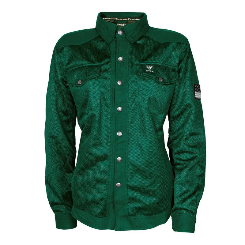 Protective Summer Mesh Shirt with Pads for Women - Dark Green Solid