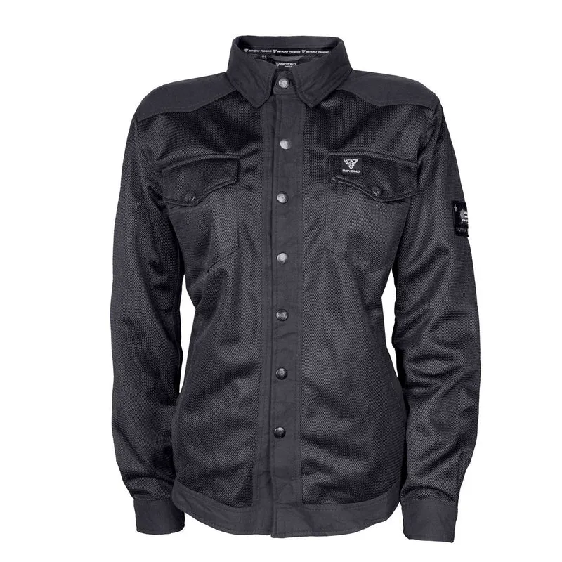 Protective Summer Mesh Shirt with Pads for Women - Black Solid