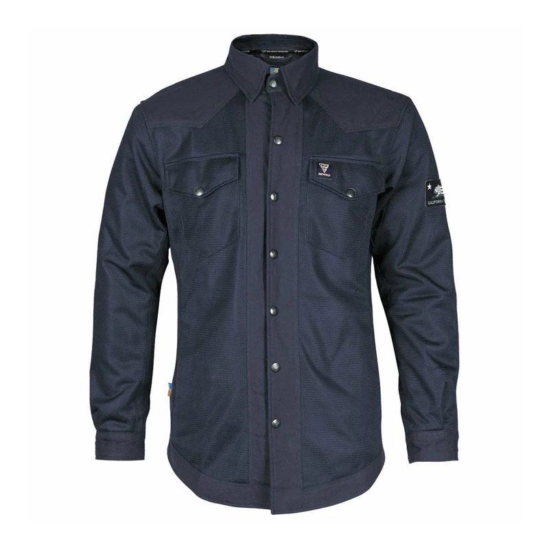 Protective Summer Mesh Shirt with Pads - Dark Navy Blue Solid