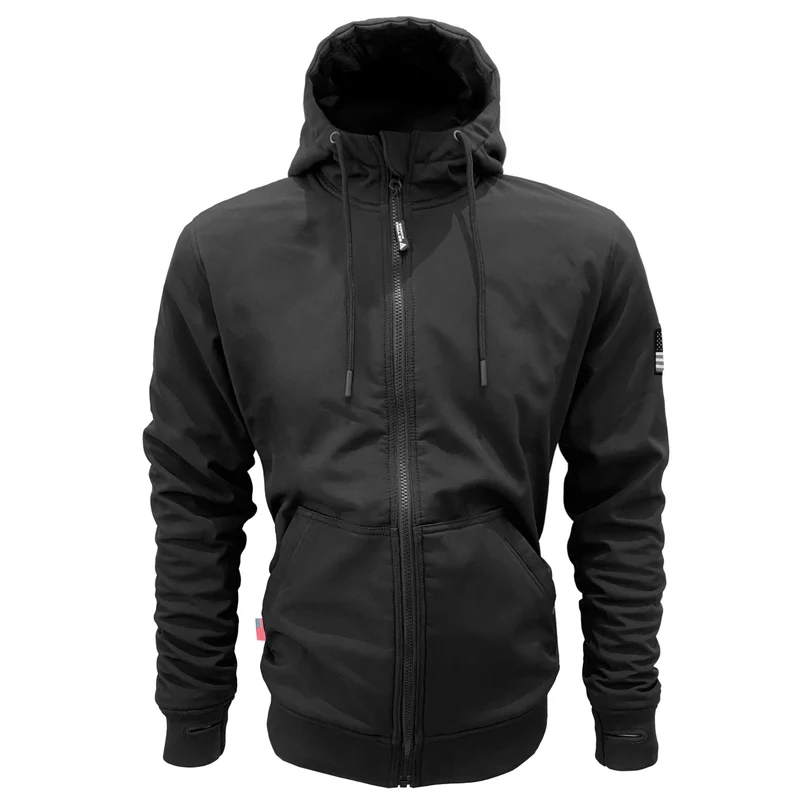 Protective SoftShell Unisex Hoodie with Pads - Black Matte