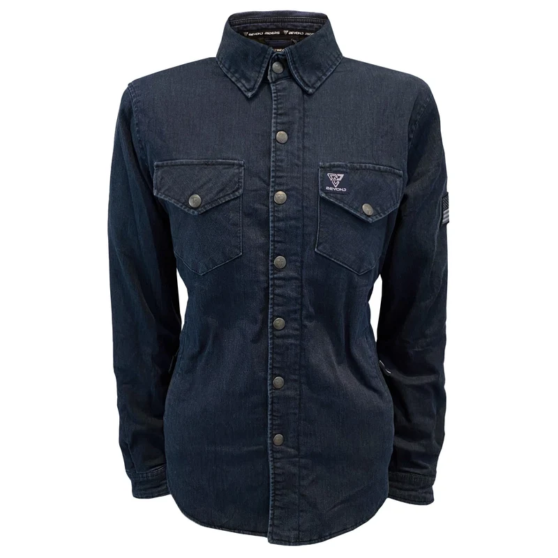 Protective Jeans Jacket with Pads for Women - Indigo Blue