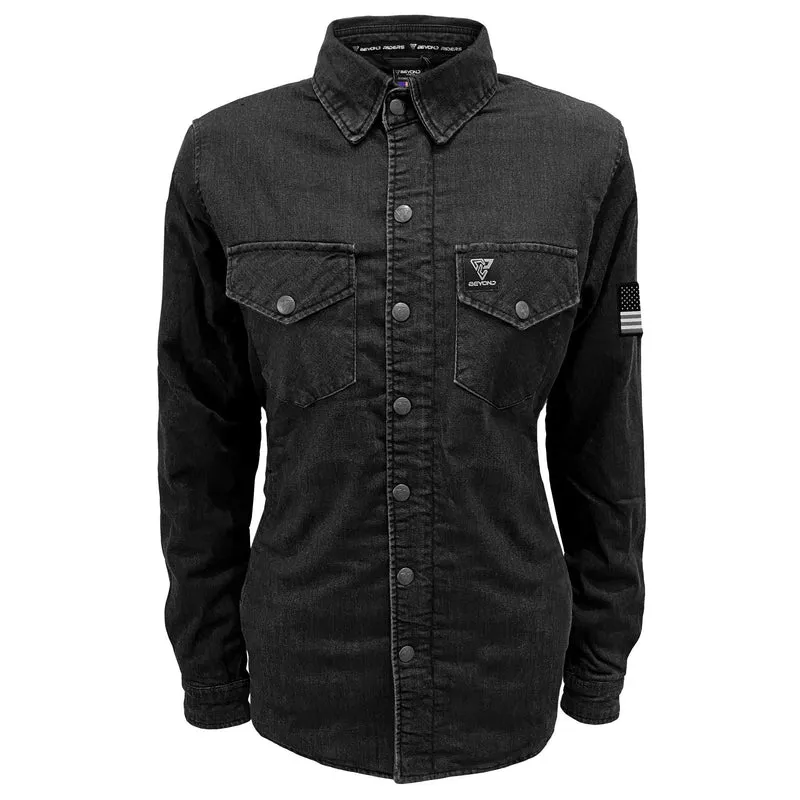Protective Jeans Jacket with Pads for Women - Black