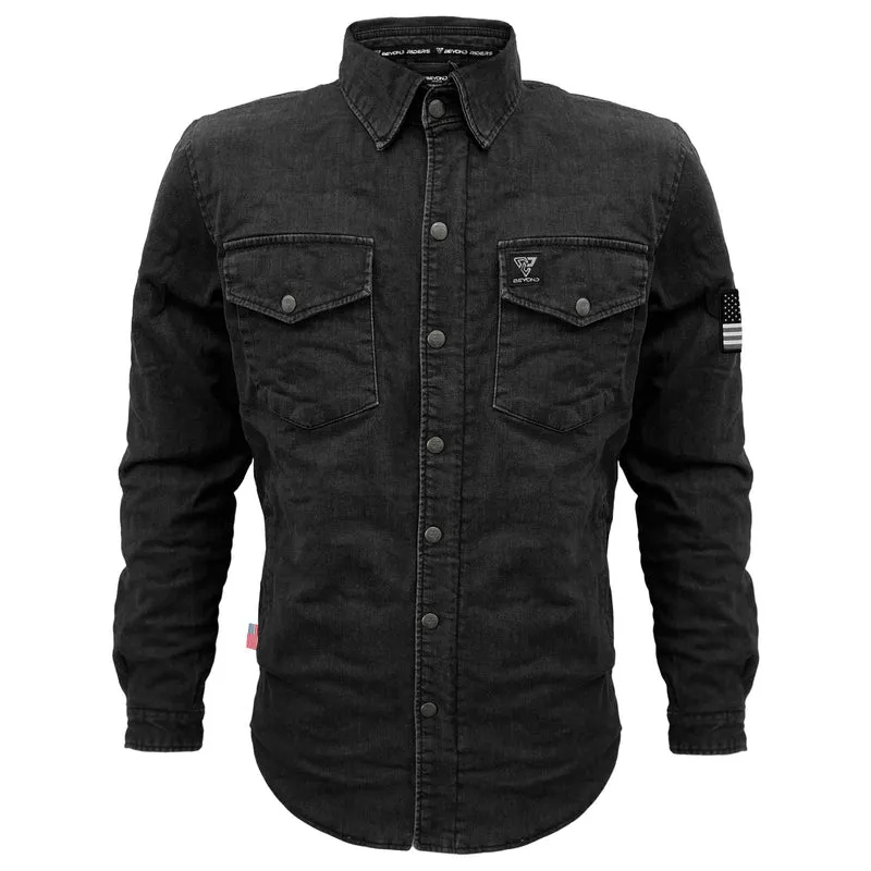 Protective Jeans Jacket with Pads - Black