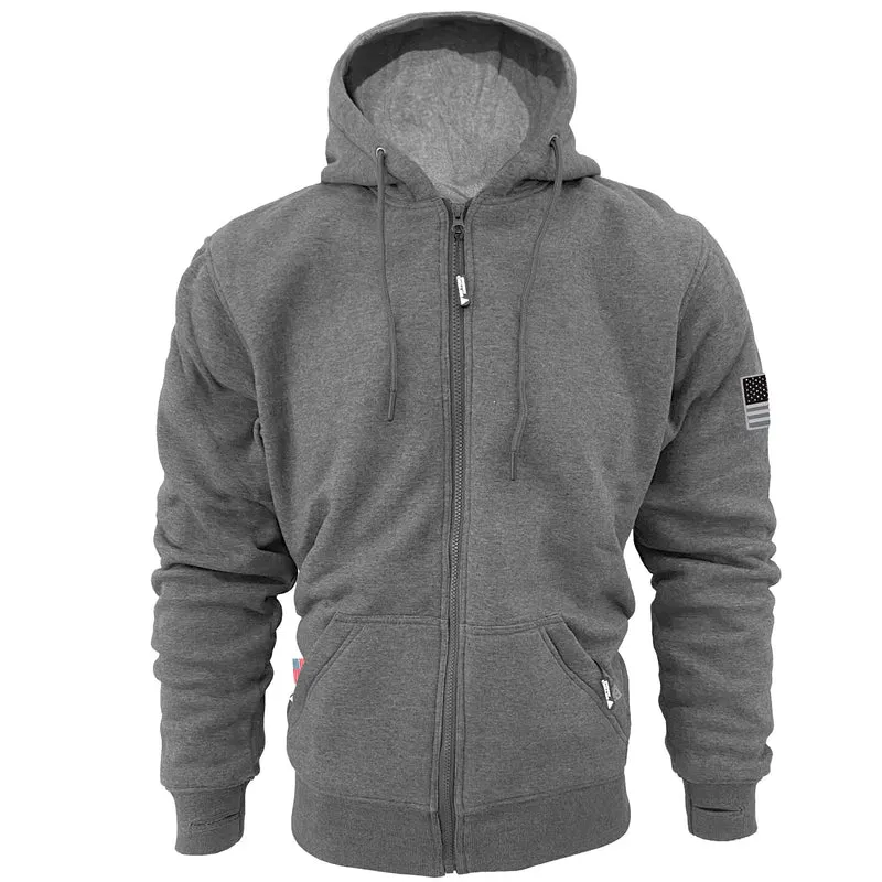 Protective Fleece Unisex Hoodie with Pads - Gray Heather