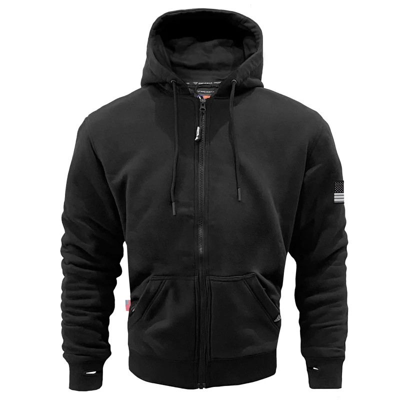 Protective Fleece Unisex Hoodie with Pads - Black Matte
