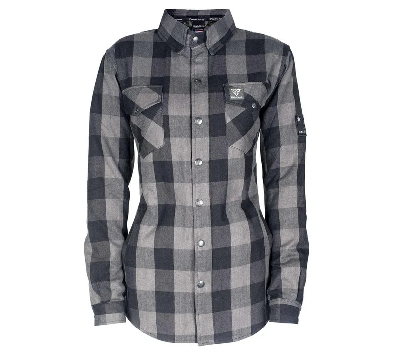 Protective Flannel Shirt with Pads for Women - Grey Checkered