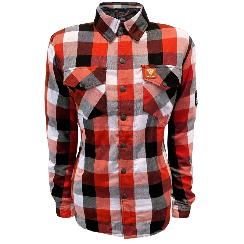 Protective Flannel Shirt with Pads for Women "American Dream" - Red, Black, White Checkered