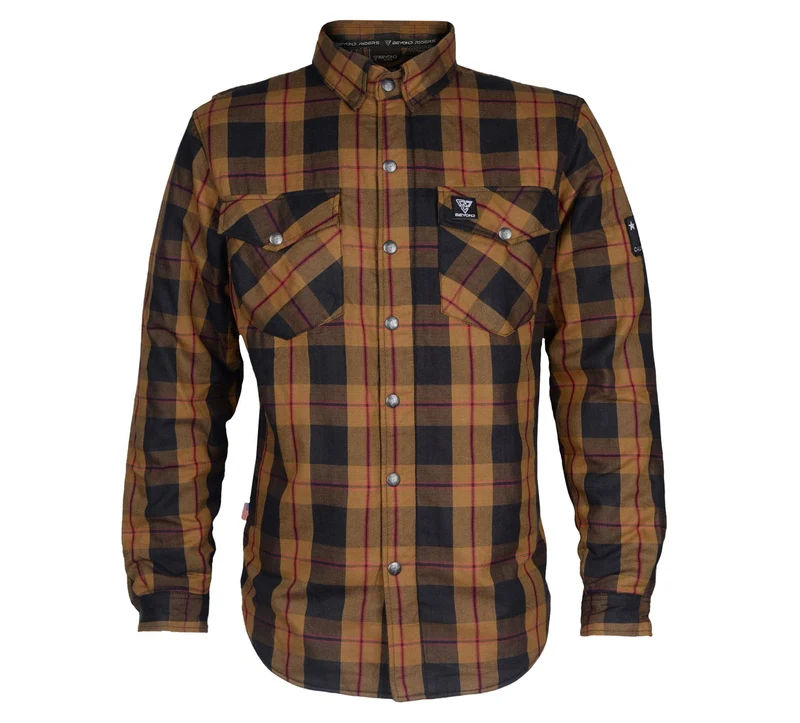 Protective Flannel Shirt with Pads "Wild West" - Brown, Black, Red