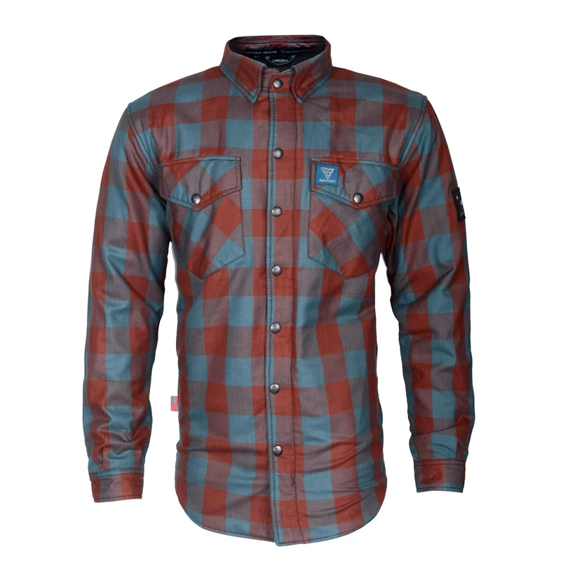 Protective Flannel Shirt with Pads "Teal Trail" - Light Brown and Teal Checkered