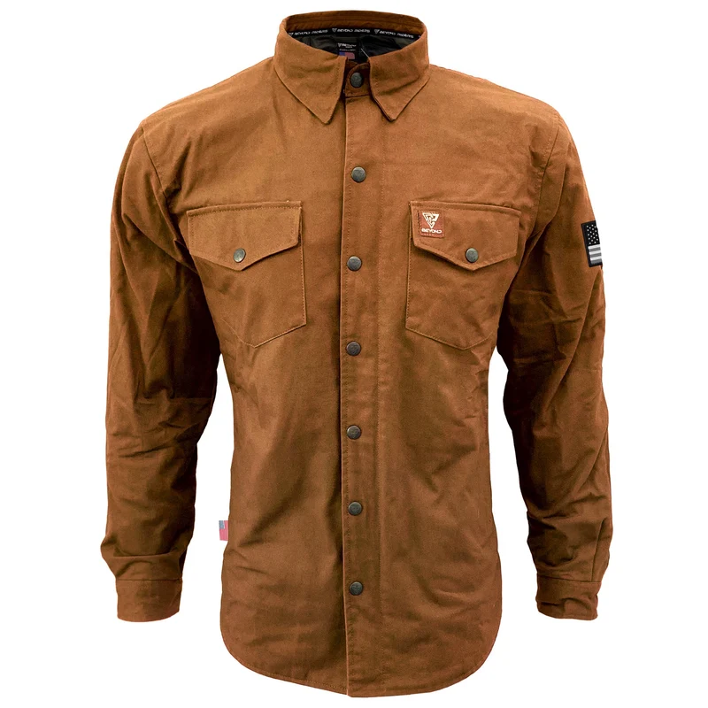 Protective Canvas Jacket with Pads for Men - Light Brown