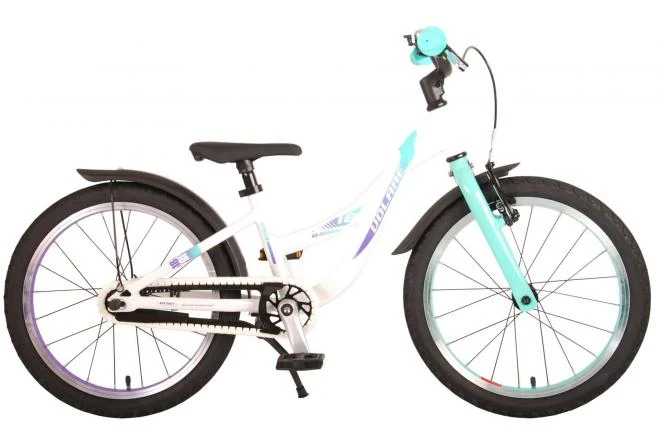 Volare Glamour Kinderfahrrad - Mädchen - 18 Zoll - Weiß/Mintgrün - Prime Collection
