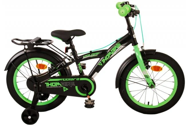 Volare Thombike Kinderfahrrad - Jungen - 16 Zoll - Schwarz Grün - Zweihandbremsen