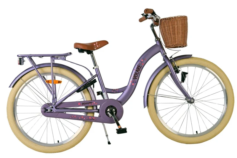 Volare Blossom Kinderfahrrad für Mädchen - 24 Zoll in Lila mit Sicherheitsmerkmalen