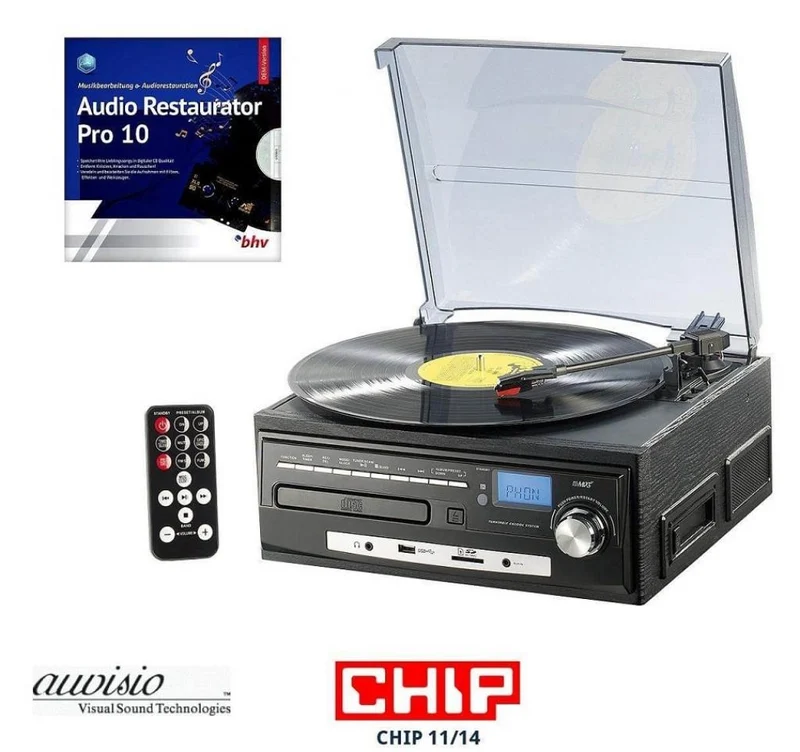 auvisio Stereoanlage MHX-600.LP Musikplayer + Digitalisierer für Schallplatten, CD, MC, MP3, USB, SD