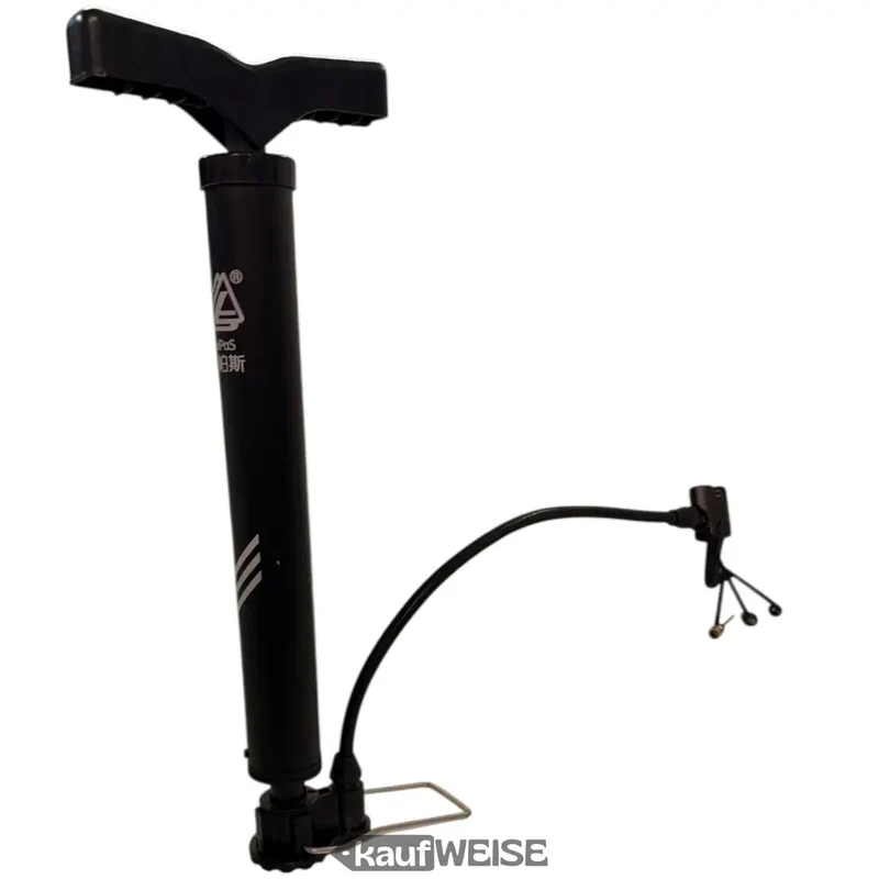 LeiPoS Mini-Standpumpe teleskopierbar | Schwarz, 33 bis 52 cm | Inklusive 3 Adapter