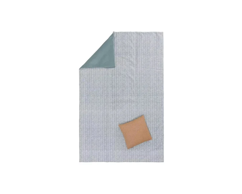 Urbanara Picknickdecke Mallur 130 x 190 cm - Grüngrau / Weiss