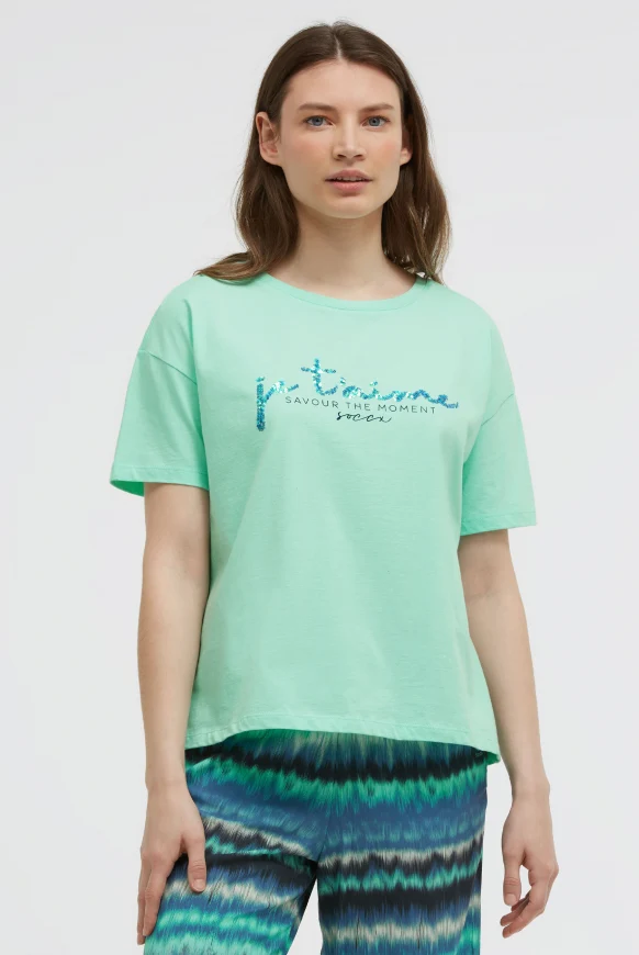 SOCCX Boxy T-Shirt mit Pailletten-Artwork