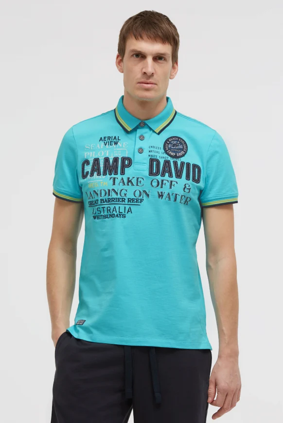 CAMP DAVID Poloshirt Kurzarm mit Logo-Applikationen