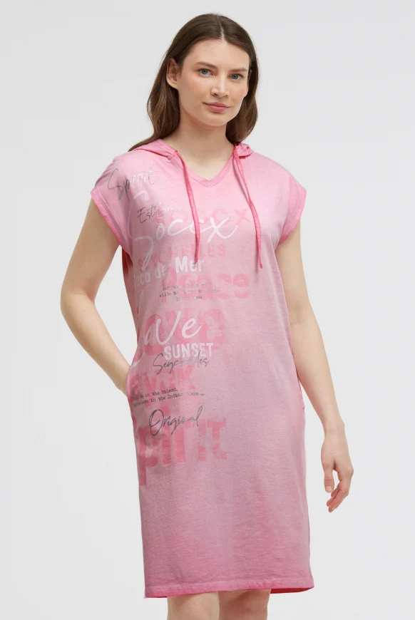 SOCCX Basic Hoodie-Kleid mit Wording Print