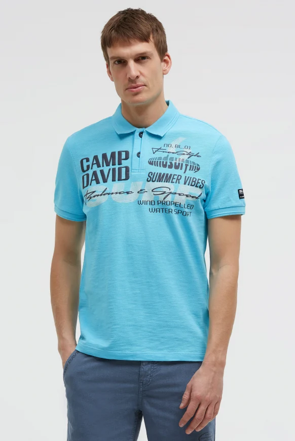 CAMP DAVID Pikee-Polo mit Artworks und Puffprint-Details