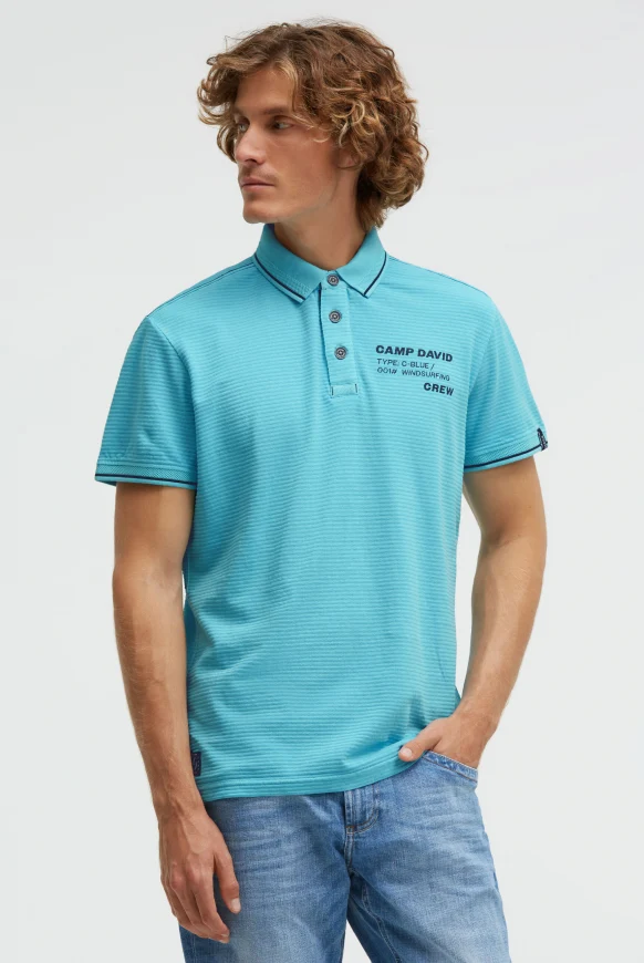 CAMP DAVID Poloshirt Kurzarm mit Struktur-Details
