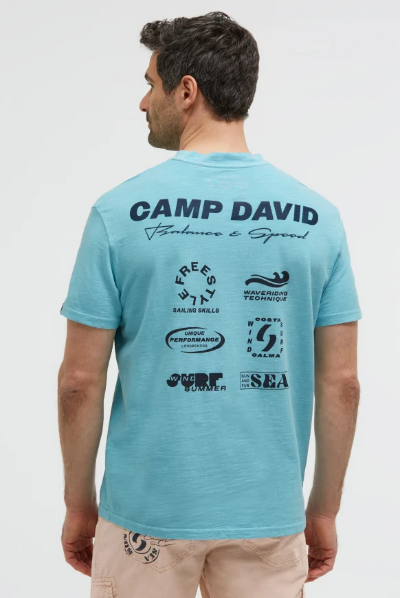 CAMP DAVID T-Shirt aus Slub-Pikee mit Back-Artwork