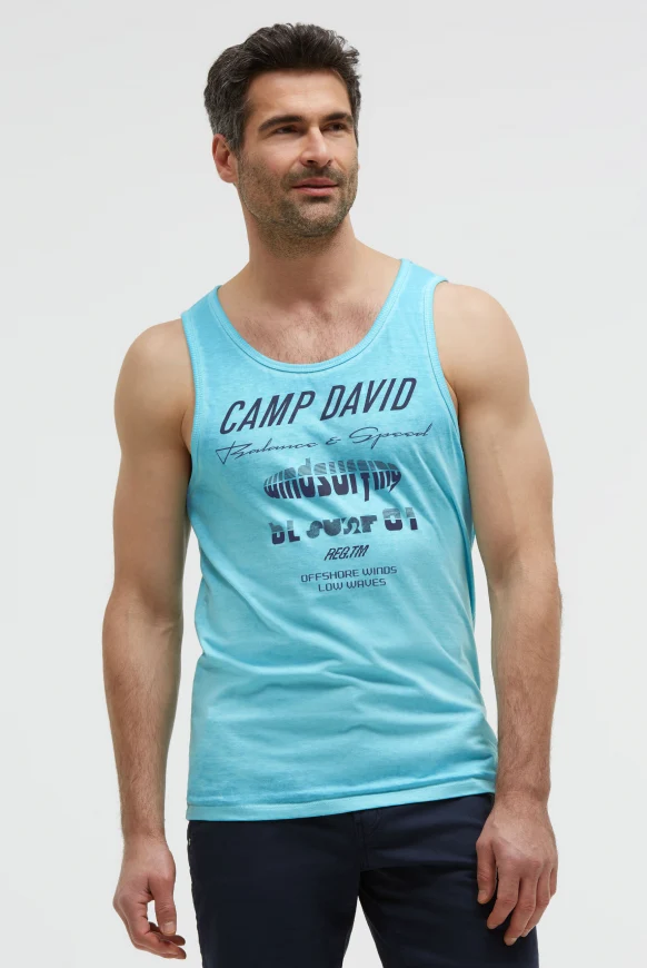 CAMP DAVID Tanktop mit Ausbrenner-Effekten und Prints